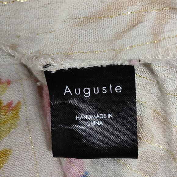 Auguste Womens 4 Floral Blouse Cream Pink Boho Chic Romantic Cottagecore Top - Picture 9 of 11